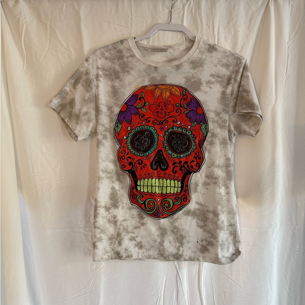 tie-die mexican skull graphic T